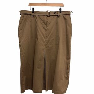 Samoon Midi Khaki Women's Skirt Pleated with Belt and Pockets Cotton